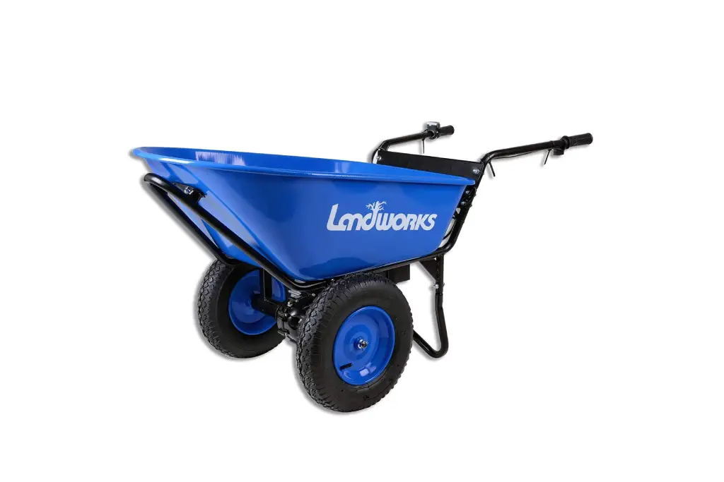 he Landworks Utility Cart is a versatile and durable cart that is perfect for any gardening task. This cart features a heavy-duty steel frame and a polyethylene tub that can hold up to 400 pounds of weight. It also has four pneumatic tires that provide excellent stability and maneuverability on various terrains. The cart’s handle is padded for comfort, and it has a quick-release dumping feature for easy unloading of materials. With its reliable construction and practical features, the Landworks Utility Cart is a great investment for any gardener.