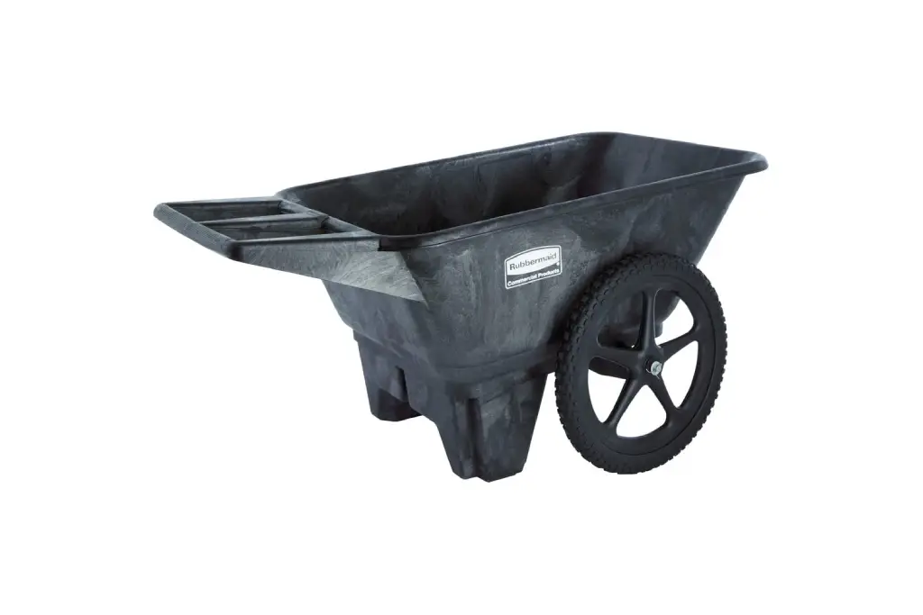 The Rubbermaid Commercial Big Wheel Cart is a heavy-duty garden cart that is perfect for commercial or heavy-duty gardening tasks. This cart features a durable structural foam body that can hold up to 300 pounds of weight. It also has two large pneumatic wheels that provide excellent stability and maneuverability on various terrains. 